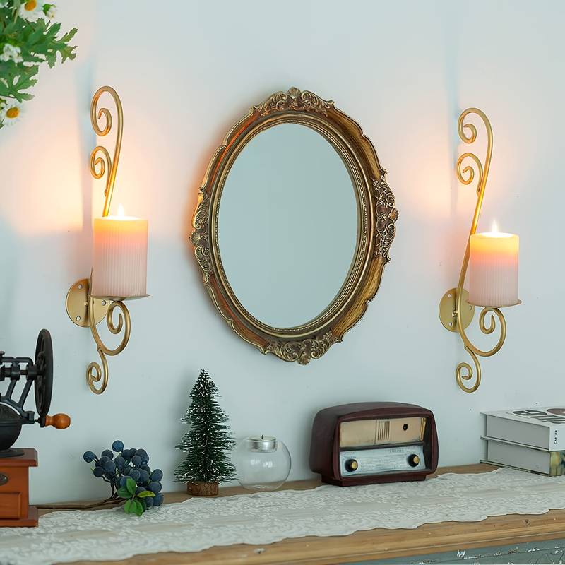 1pc European Style Metal Iron Wall Hanging Candlestick Candle Light Cup Holder